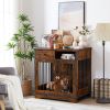 Dog crates;  indoor pet crate end tables;  decorative wooden kennels with removable trays.