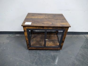 Furniture Dog Cage Crate with Double Doors on Casters. Grey, 31.50'' W x 22.05'' D x 24.8'' H. (Color: as Pic)