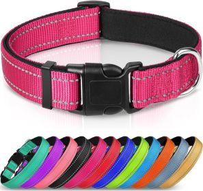 Adjustable Reflective Nylon Webbing Dog Collar (Option: Rose Red-S)